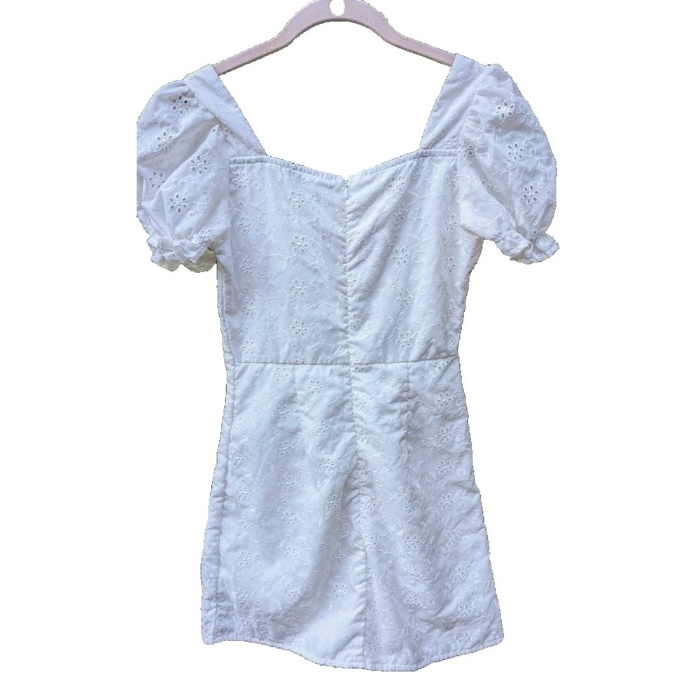 Mini Eyelet Lace Dress S Milkmaid Cottagecore Feminine Coquette Fairy Dainty - Picture 4 of 9